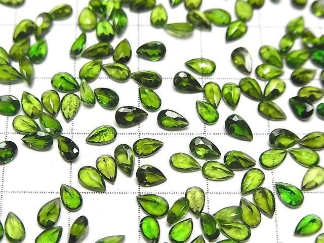 【動画】宝石質クロムダイオプサイドAAA- ルース ペアシェイプファセットカット5×3mm 3粒 サムネイル3