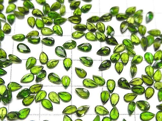 【動画】宝石質クロムダイオプサイドAAA- ルース ペアシェイプファセットカット5×3mm 3粒 サムネイル4