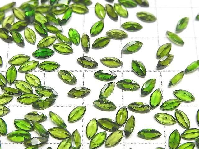 【動画】宝石質クロムダイオプサイドAAA- ルース マーキスファセットカット6×3mm 3粒 サムネイル3