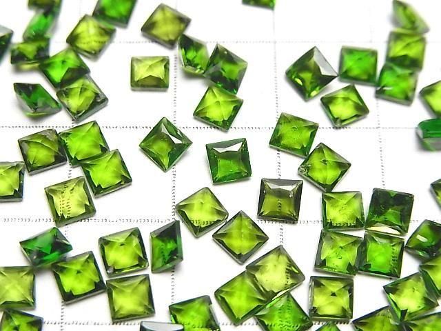 【動画】宝石質クロムダイオプサイドAAA- ルース プリンセスカット4×4mm 3粒 サムネイル2