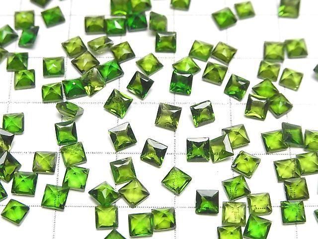 【動画】宝石質クロムダイオプサイドAAA- ルース プリンセスカット4×4mm 3粒 サムネイル4