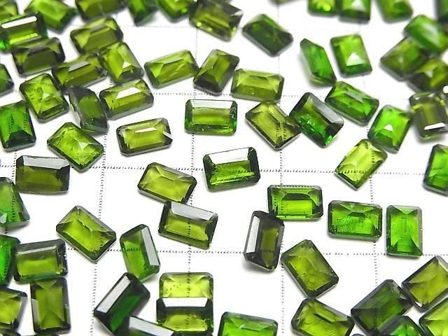 【動画】宝石質クロムダイオプサイドAAA- ルース レクタングルファセットカット6×4mm 2粒 サムネイル3