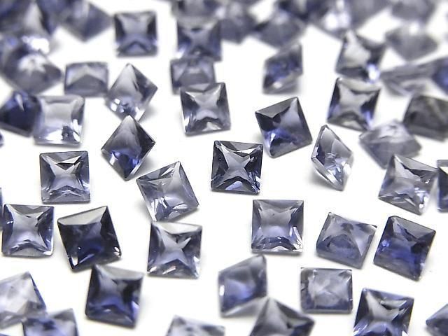 【動画】宝石質アイオライトAAA- ルース プリンセスカット4×4mm 5粒の画像