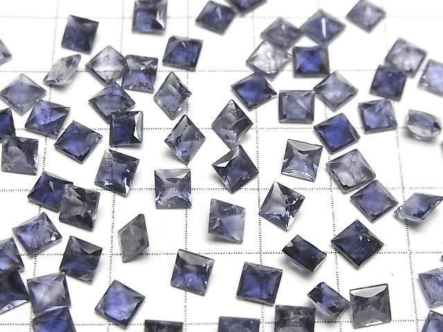 【動画】宝石質アイオライトAAA- ルース プリンセスカット5×5mm 3粒 サムネイル4