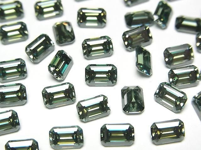 【動画】モアサナイトAAA ルース レクタングルファセットカット6×4mm 【グリーン】 1粒の画像