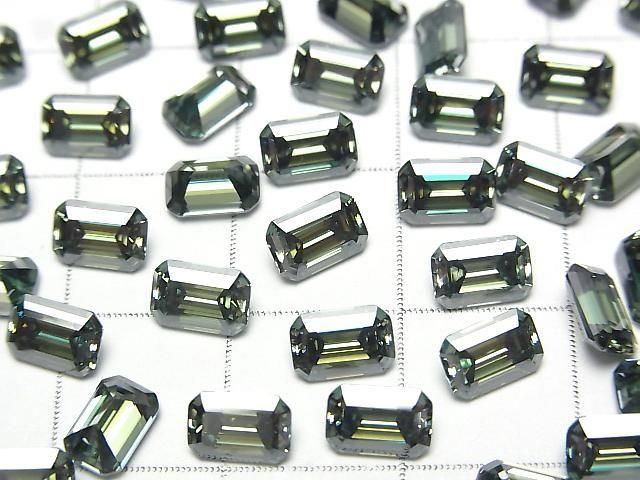 【動画】モアサナイトAAA ルース レクタングルファセットカット6×4mm 【グリーン】 1粒 サムネイル2