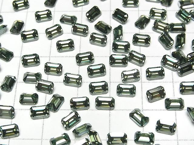 【動画】モアサナイトAAA ルース レクタングルファセットカット6×4mm 【グリーン】 1粒 サムネイル3