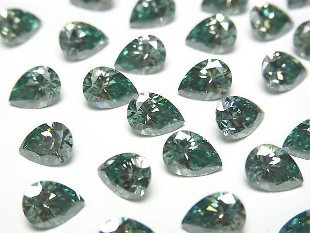 【動画】モアサナイトAAA ルース ペアシェイプファセットカット7×5mm 【グリーン】 1粒の画像