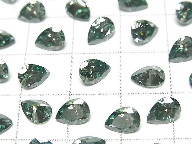 【動画】モアサナイトAAA ルース ペアシェイプファセットカット7×5mm 【グリーン】 1粒 サムネイル2