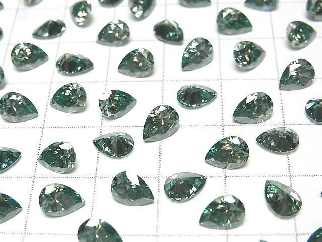 【動画】モアサナイトAAA ルース ペアシェイプファセットカット7×5mm 【グリーン】 1粒 サムネイル3