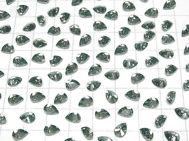 【動画】モアサナイトAAA ルース ペアシェイプファセットカット7×5mm 【グリーン】 1粒 サムネイル4