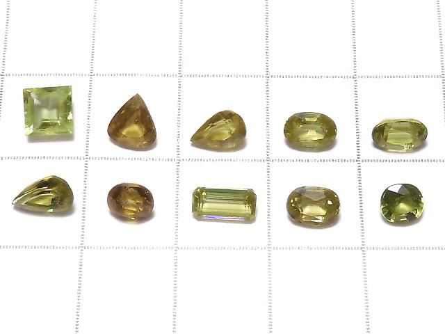 【動画】【1点もの】宝石質スフェーン(チタナイト)AAA ルース ファセットカット 10粒セット NO.264 サムネイル2