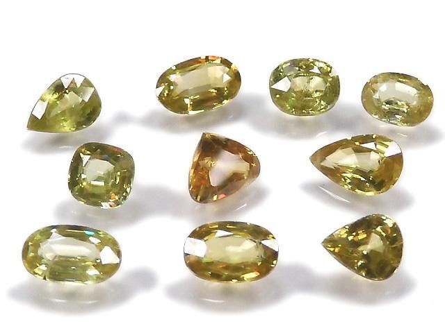 【動画】【1点もの】宝石質スフェーン(チタナイト)AAA ルース ファセットカット 10粒セット NO.267の画像