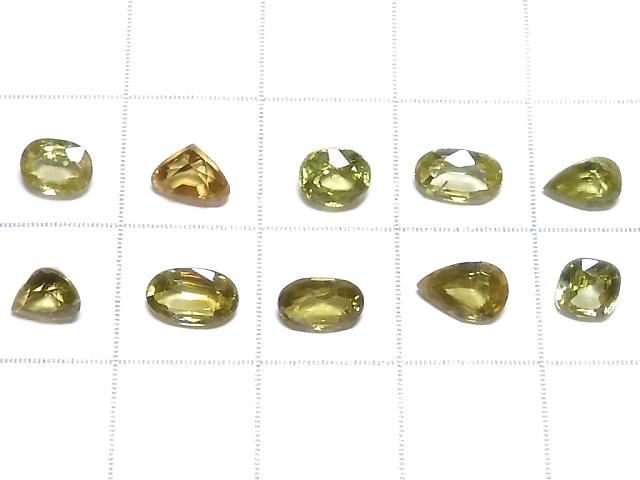 【動画】【1点もの】宝石質スフェーン(チタナイト)AAA ルース ファセットカット 10粒セット NO.267 サムネイル2
