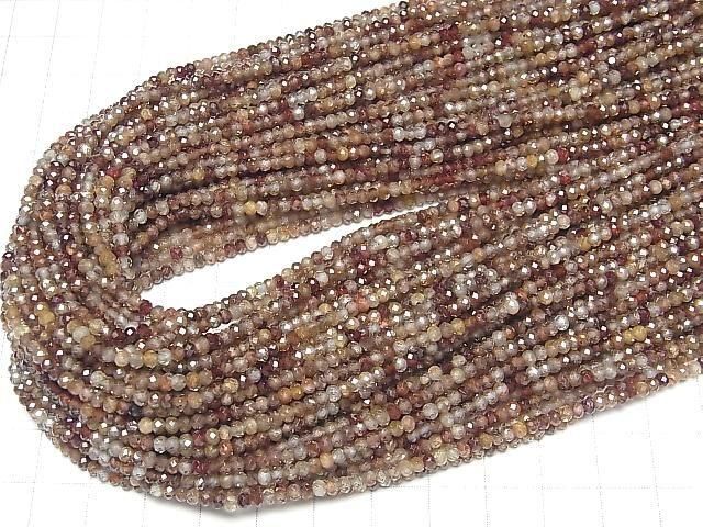 【動画】【素晴らしい輝き】天然ブラウンジルコンAA 極小ボタンカット3×3×2mm 1連(約36cm) サムネイル4