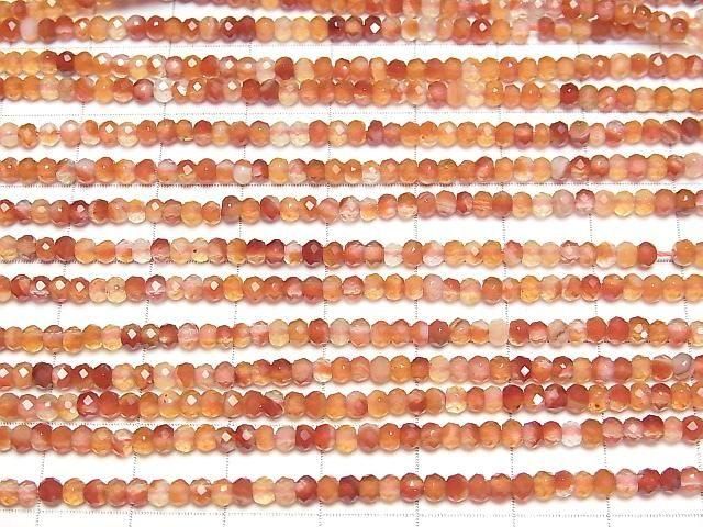【動画】【素晴らしい輝き】ミックスカーネリアン ボタンカット3×3×2mm 1連(約36cm) サムネイル3