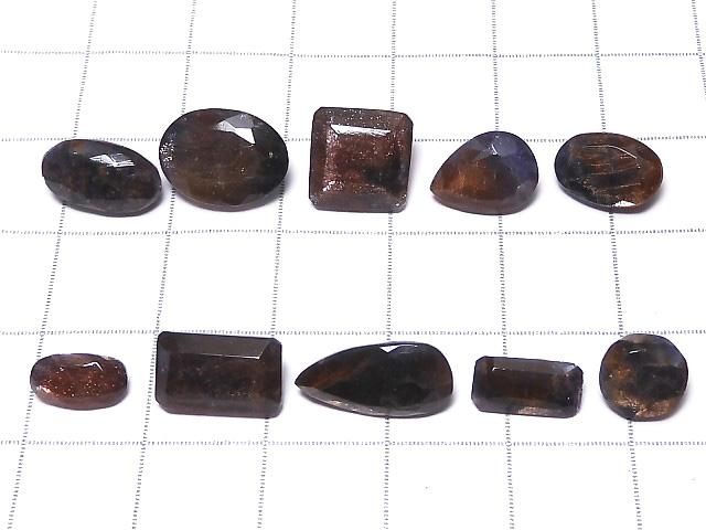 【動画】【1点もの】宝石質アイオライトサンストーンAAA ルース ファセットカット 10粒セット NO.297 サムネイル2