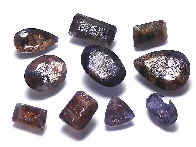 【動画】【1点もの】宝石質アイオライトサンストーンAAA ルース ファセットカット 10粒セット NO.299の画像