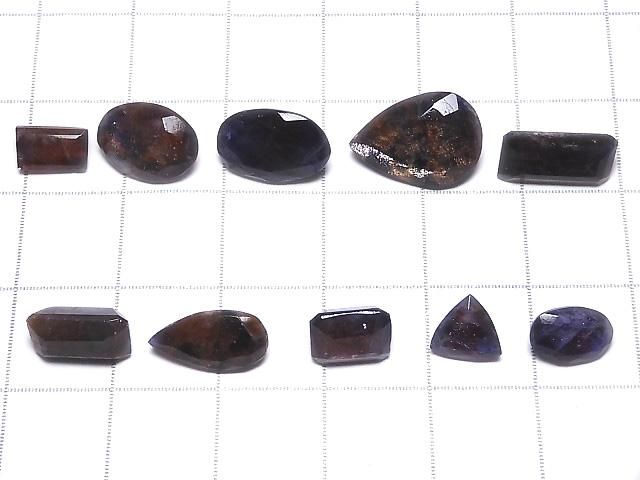 【動画】【1点もの】宝石質アイオライトサンストーンAAA ルース ファセットカット 10粒セット NO.299 サムネイル2