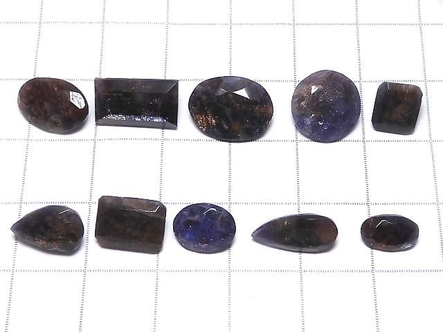 【動画】【1点もの】宝石質アイオライトサンストーンAAA ルース ファセットカット 10粒セット NO.303 サムネイル2
