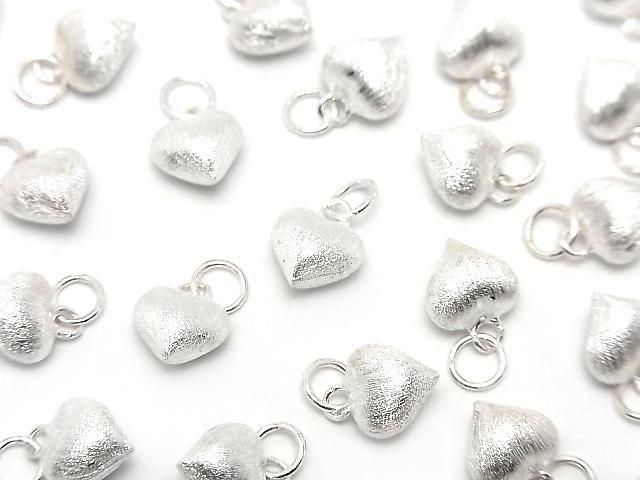 Silver925 丸カン付きエンドチャーム ハート7.5×8×5.5mm ヘアライン 生地 1個の画像