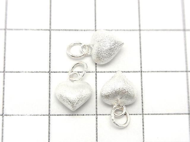 Silver925 丸カン付きエンドチャーム ハート7.5×8×5.5mm ヘアライン 生地 1個 サムネイル2