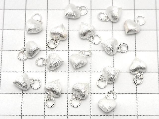 Silver925 丸カン付きエンドチャーム ハート7.5×8×5.5mm ヘアライン 生地 1個 サムネイル4