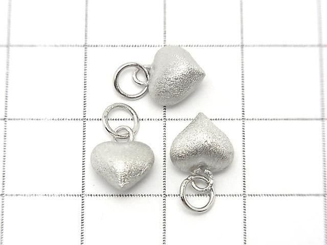 Silver925 丸カン付きエンドチャーム ハート7.5×8×5.5mm ヘアライン ロジウム 1個 サムネイル2