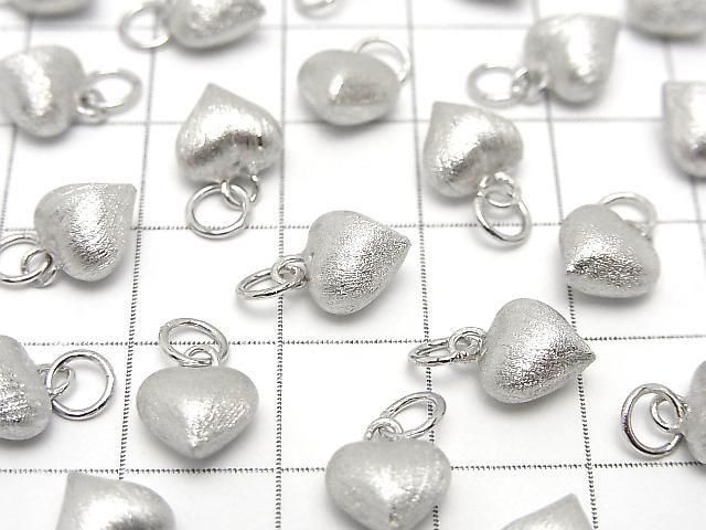 Silver925 丸カン付きエンドチャーム ハート7.5×8×5.5mm ヘアライン ロジウム 1個 サムネイル3