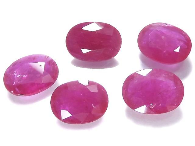 【動画】【1点もの】宝石質ルビーAAA- ルース ファセットカット 5粒セット NO.225の画像