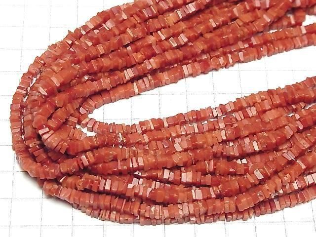 【動画】サルデーニャ産本珊瑚・レッドコーラルAA++ スクエアロンデル(ディスク) 1連(約38cm) サムネイル4