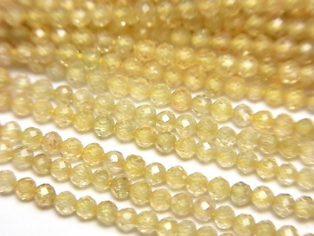 【動画】【素晴らしい輝き】宝石質天然イエロージルコンAAA 極小ラウンドカット2mm 半連/1連(約30cm)の画像