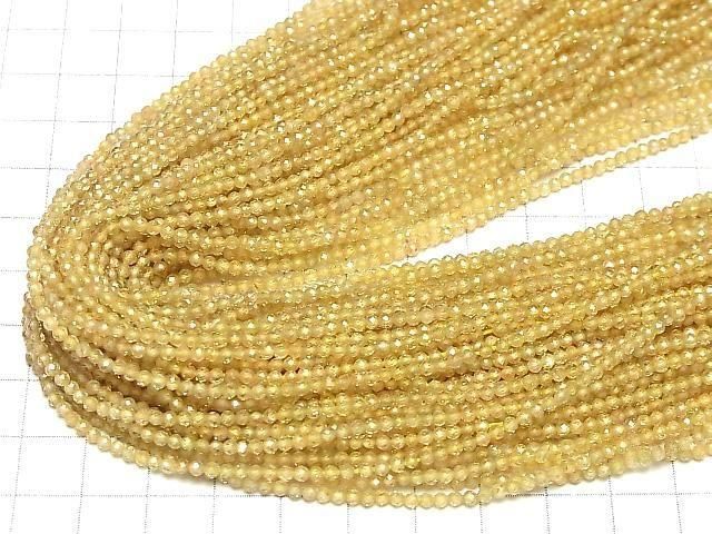 【動画】【素晴らしい輝き】宝石質天然イエロージルコンAAA 極小ラウンドカット2mm 半連/1連(約30cm) サムネイル4