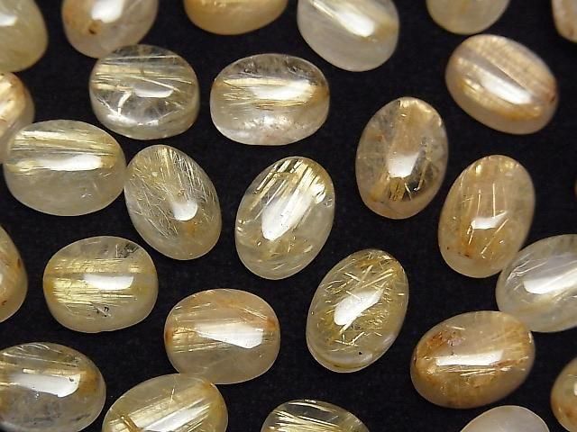 【動画】ルチルクォーツAA+ オーバル カボション10×8mm 5個の画像