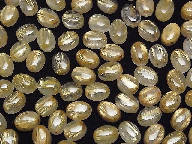 【動画】ルチルクォーツAA+ オーバル カボション10×8mm 5個 サムネイル4