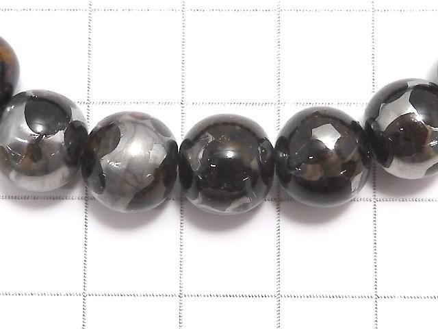 【動画】【1点もの】ケニア産セリコパラサイト隕石 ラウンド10mm 1連(ブレス) NO.1 サムネイル3