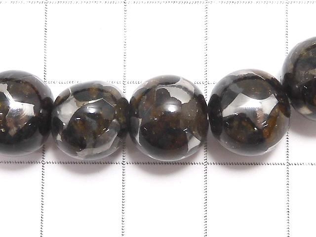 【動画】【1点もの】ケニア産セリコパラサイト隕石 ラウンド10mm 1連(ブレス) NO.4 サムネイル3