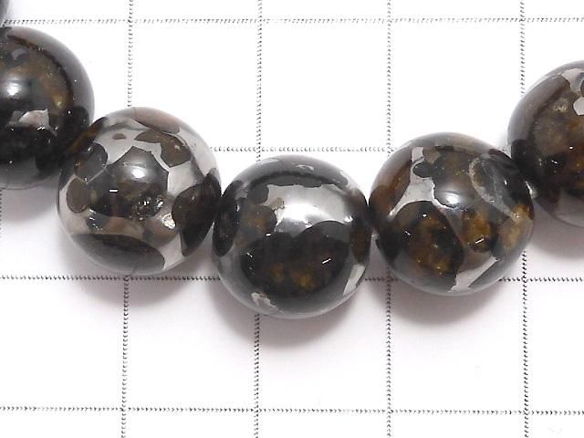 【動画】【1点もの】ケニア産セリコパラサイト隕石 ラウンド12mm 1連(ブレス) NO.5 サムネイル3