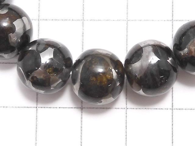【動画】【1点もの】ケニア産セリコパラサイト隕石 ラウンド12mm 1連(ブレス) NO.6 サムネイル3