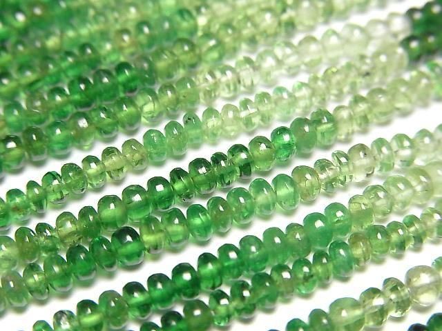 【動画】宝石質ツァボライトAAA ロンデル(ボタン) カラーグラデーション 半連/1連(約24cm) の画像