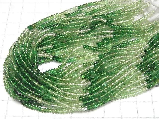 【動画】宝石質ツァボライトAAA ロンデル(ボタン) カラーグラデーション 半連/1連(約24cm) サムネイル4