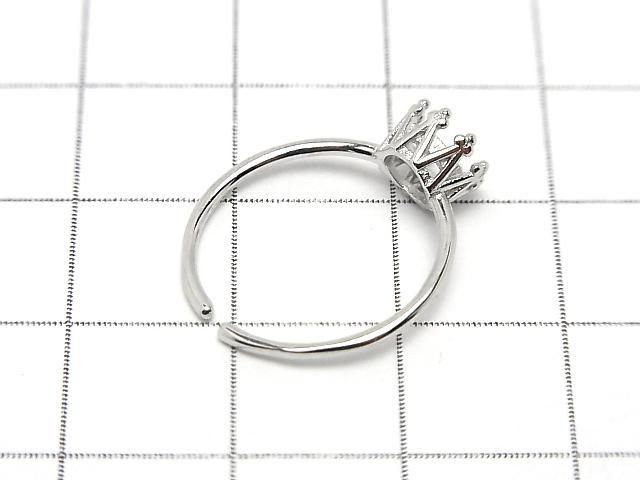【動画】Silver925 クラウン リング空枠(爪留め)ラウンドファセットカット5mm ロジウム フリーサイズ 1個 サムネイル3