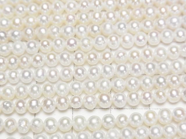【動画】淡水真珠AA++ セミラウンド~ポテト4mm ホワイト 1連(約37cm) サムネイル2