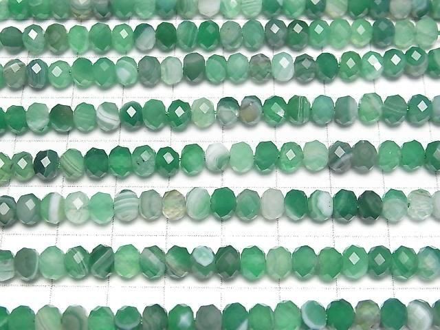 【動画】【素晴らしい輝き】グリーンストライプアゲート ボタンカット6×6×4mm 1連(約36cm) サムネイル3