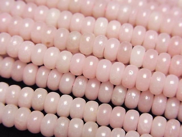【動画】ピンクソープストーン ロンデル(ボタン)4.5×4.5×2.5mm 1連(約39cm)の画像