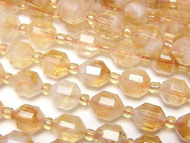 【動画】【素晴らしい輝き】バイカラーシトリンAA+ ダブルポイント チューブカット8×7mm 半連/1連(約36cm)の画像