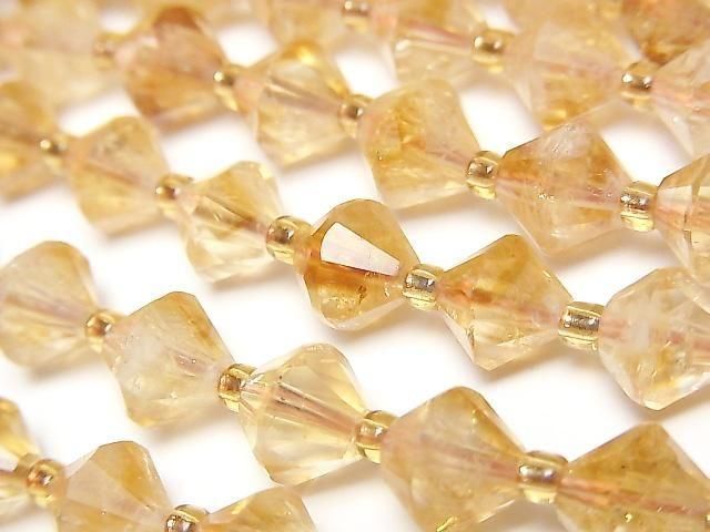 【動画】【素晴らしい輝き】ファントムシトリンAA++ ソロバンカット8.5×8.5×8.5mm 半連/1連(約36cm)の画像