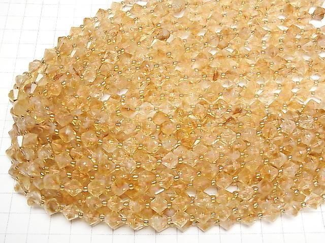 【動画】【素晴らしい輝き】ファントムシトリンAA++ ソロバンカット8.5×8.5×8.5mm 半連/1連(約36cm) サムネイル4