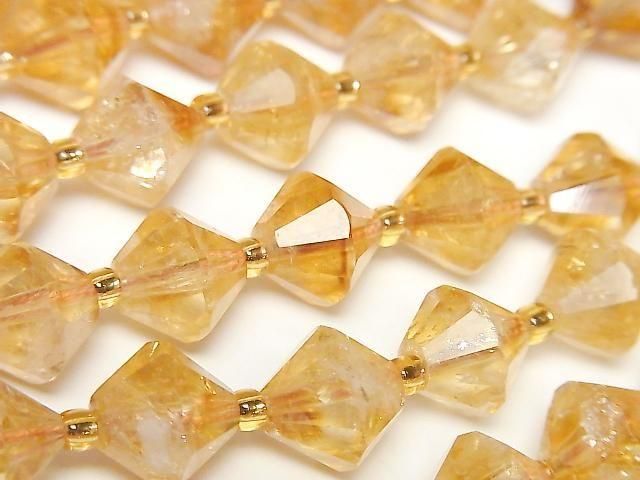 【動画】【素晴らしい輝き】ファントムシトリンAA++ ソロバンカット10×10×10mm 半連/1連(約36cm)の画像