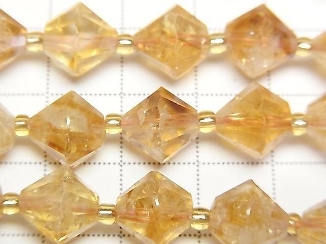 【動画】【素晴らしい輝き】ファントムシトリンAA++ ソロバンカット10×10×10mm 半連/1連(約36cm) サムネイル2